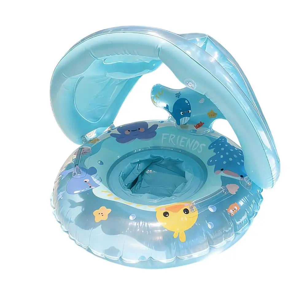 Inflatable Whale Swim Ring Portable Pool Float Swimming Toy for Kids, Beach Lake Outdoor Backyard Vacation Party Summer Peaceful Pleasures Health and Wellness Blue