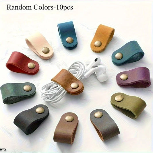 Faux Leather Data Cable Earphone Tie Without Battery Peaceful Pleasures Health and Wellness