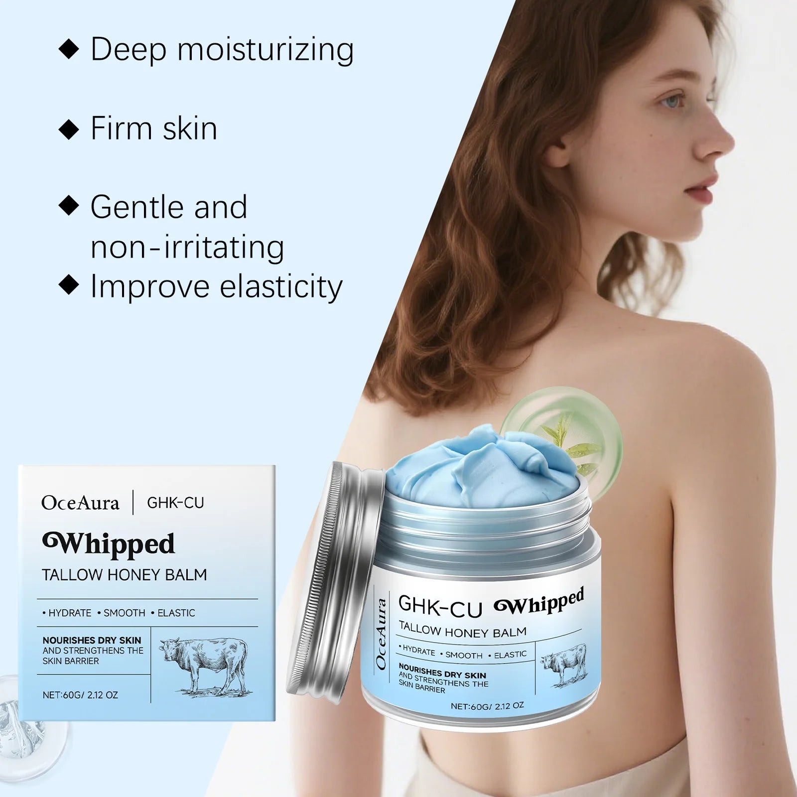 Whipped Tallow Honey Balm Deep Moisturizing for Dry Cracked Skin Non-Greasy Body Butter Brightening Tightening Face Cream Care Peaceful Pleasures Health and Wellness