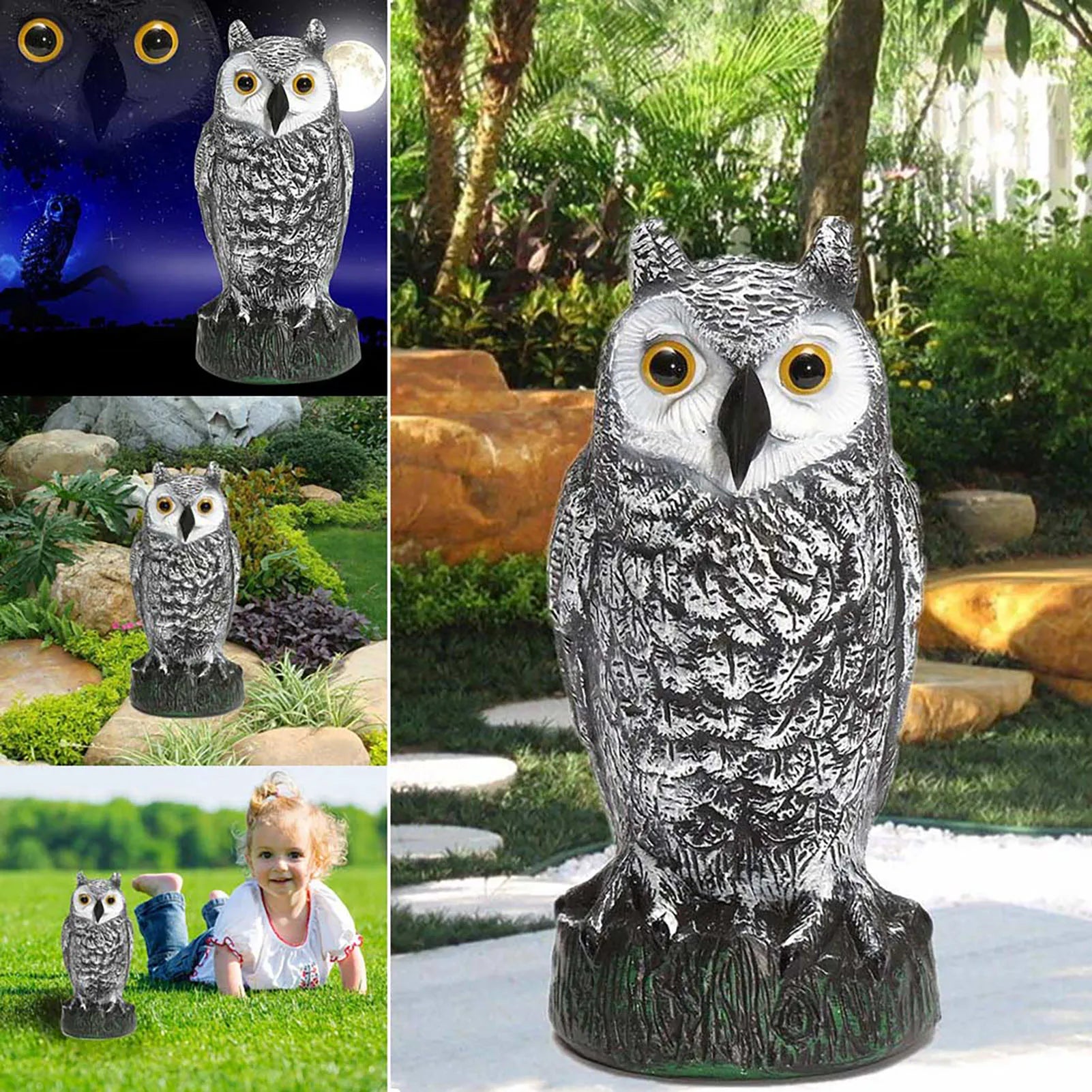 Fake Owl Decoys to Scare Birds Pest Repellent Pigeon Deterrent Owl Decoys for Garden Yard Outdoor Patio Peaceful Pleasures Health and Wellness