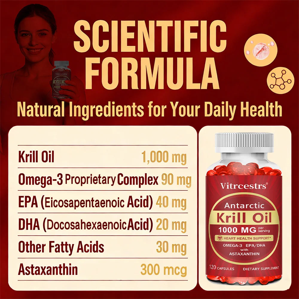 Antarctic Krill Oil 1000mg | Omega-3 EPA DHA & Astaxanthin