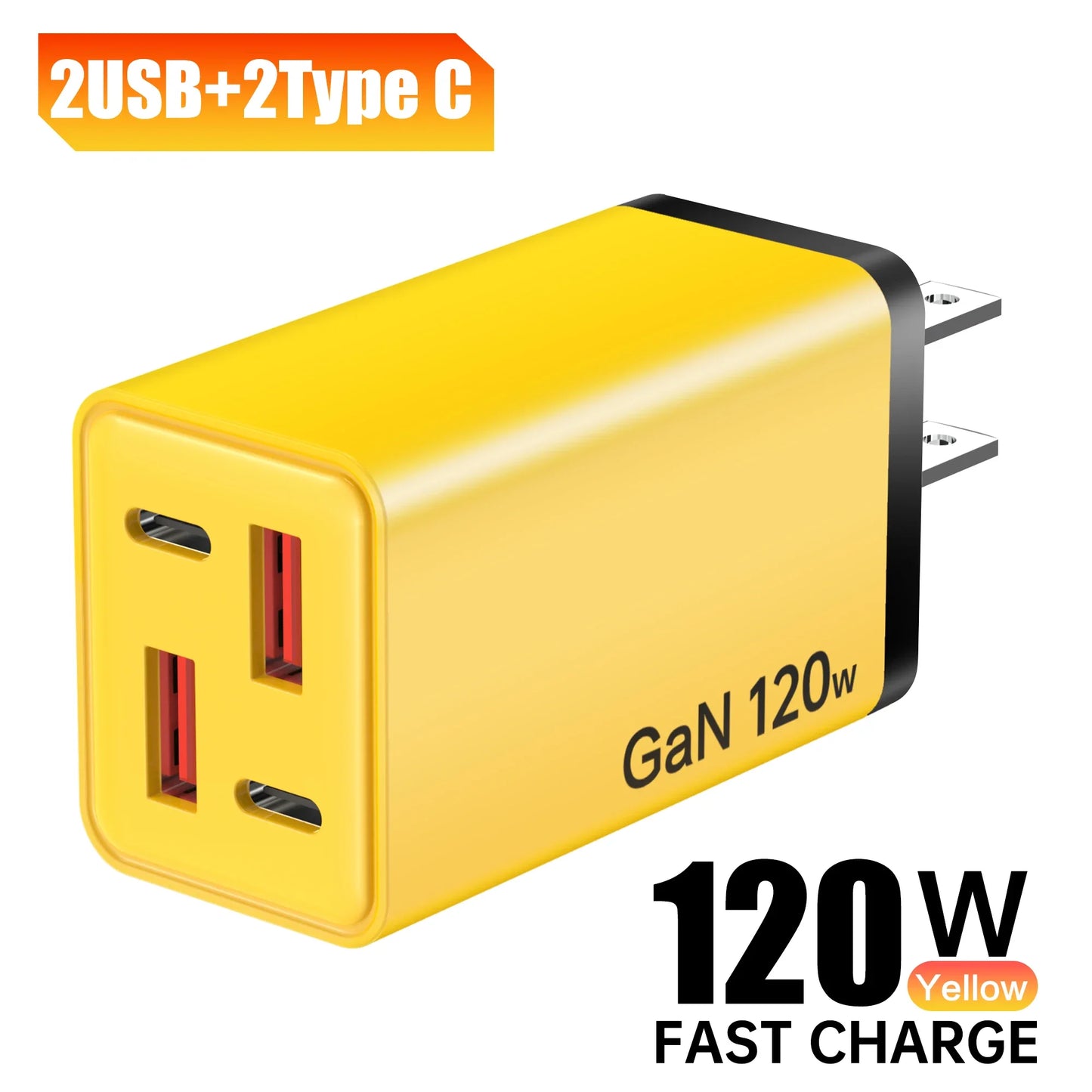120W GaN USB-C Wall Charger | PD QC3.0 Multi-Port Fast Charging