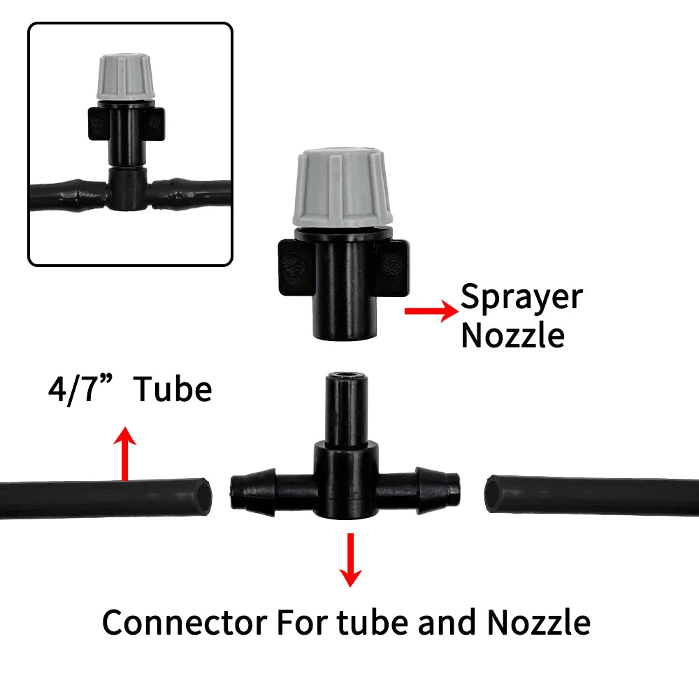 New Irrigation 10Meters 10 Sprinklers Nozzles Water Sprayer Misting Fog Cooling Nozzle System Garden Agricultural Sprayer System Peaceful Pleasures Health and Wellness