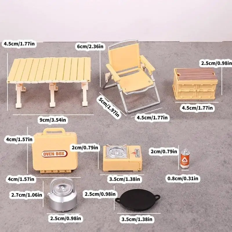 Miniature Camping Chair & Table Set | Dollhouse Figurine