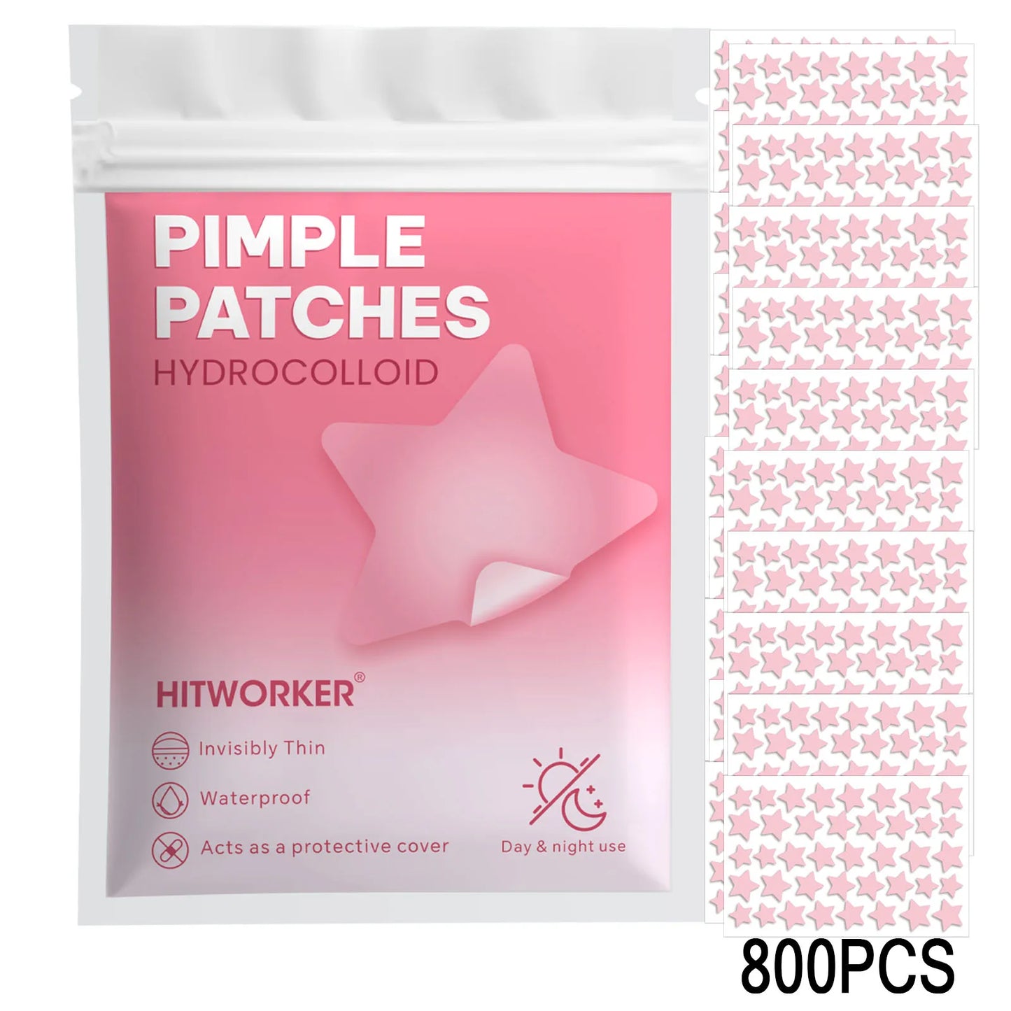 Pink Star Hydrocolloid Acne Patches 120/200/800 Pcs | Blemish
