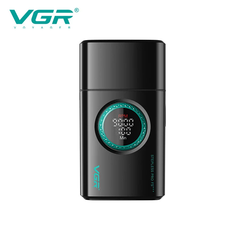 VGR high-end men's shaver alloy reciprocating three blade shaver LED intelligent digital display 9000 speed hair trimmer V-378 Peaceful Pleasures Health and Wellness USB 1