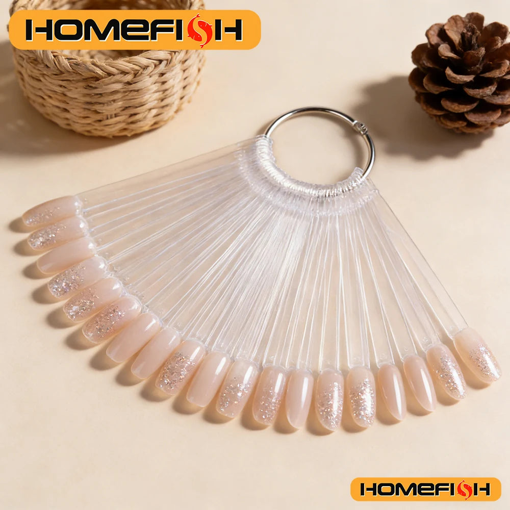 50pcs Oval Fan Nail Display Tips | UV Gel Polish Swatch Chart
