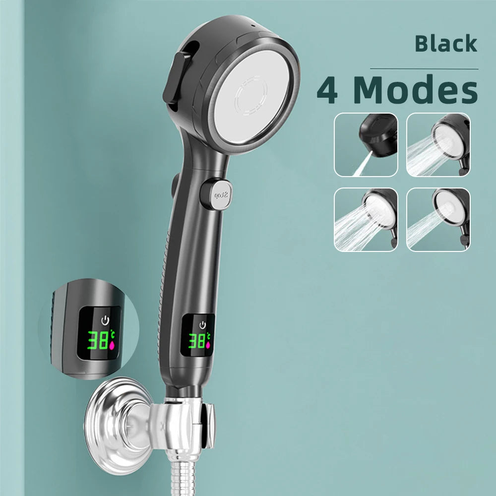 High Pressure Handheld Shower Head with LED Temp Display