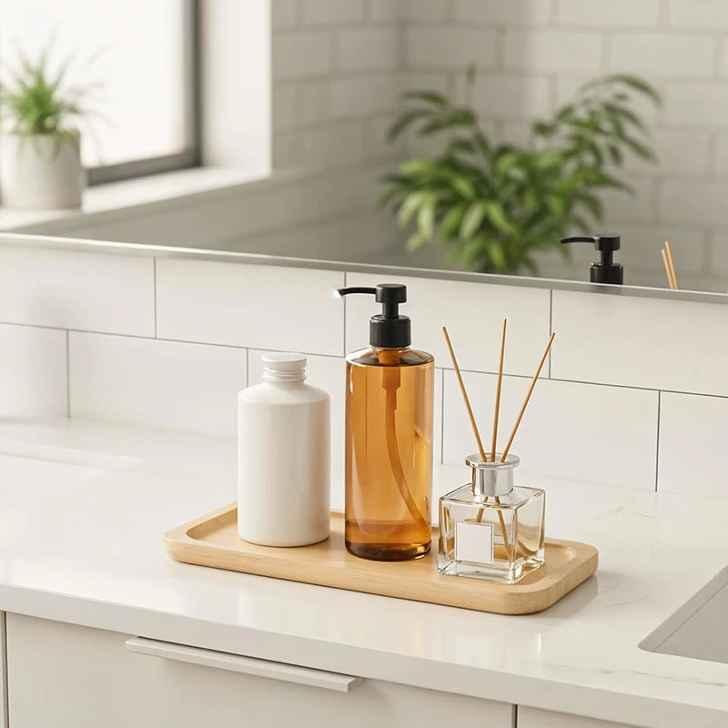 Bamboo Bathroom Accessories Set – 2-Piece Eco-Friendly Tray & Bar Soap Dish Holder