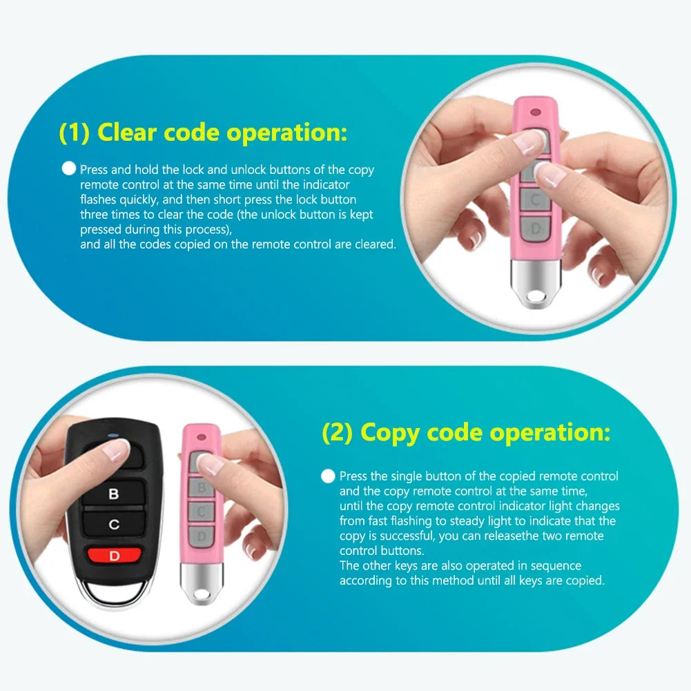 433MHz Remote Control Car Key Garage Door Opener Remote Control Duplicator Clone Cloning Code 4key Wireless Controller Receiver Peaceful Pleasures Health and Wellness