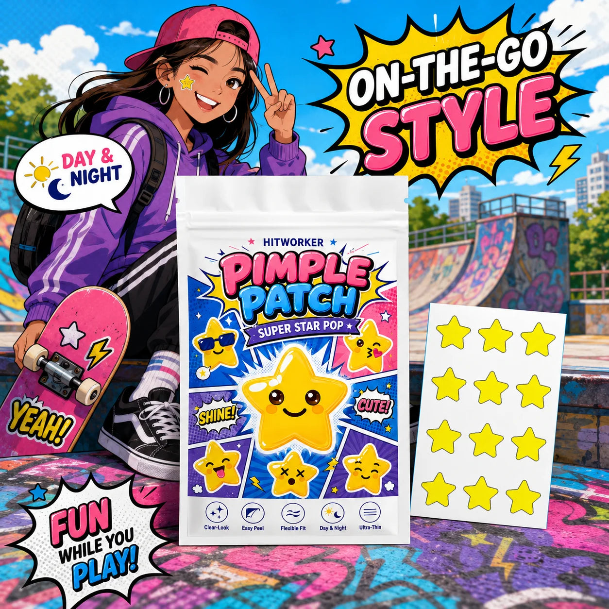 Yellow Star Hydrocolloid Spot Patches – 36/180pcs Cute Cover
