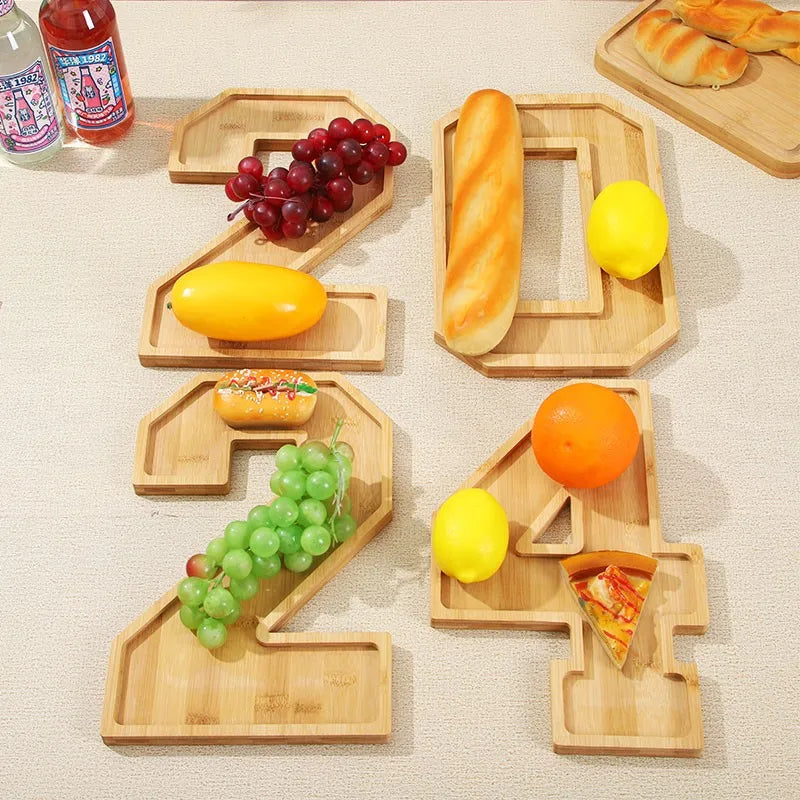 Wooden Digital Tray Home Party Birthday Decoration Dessert Plate