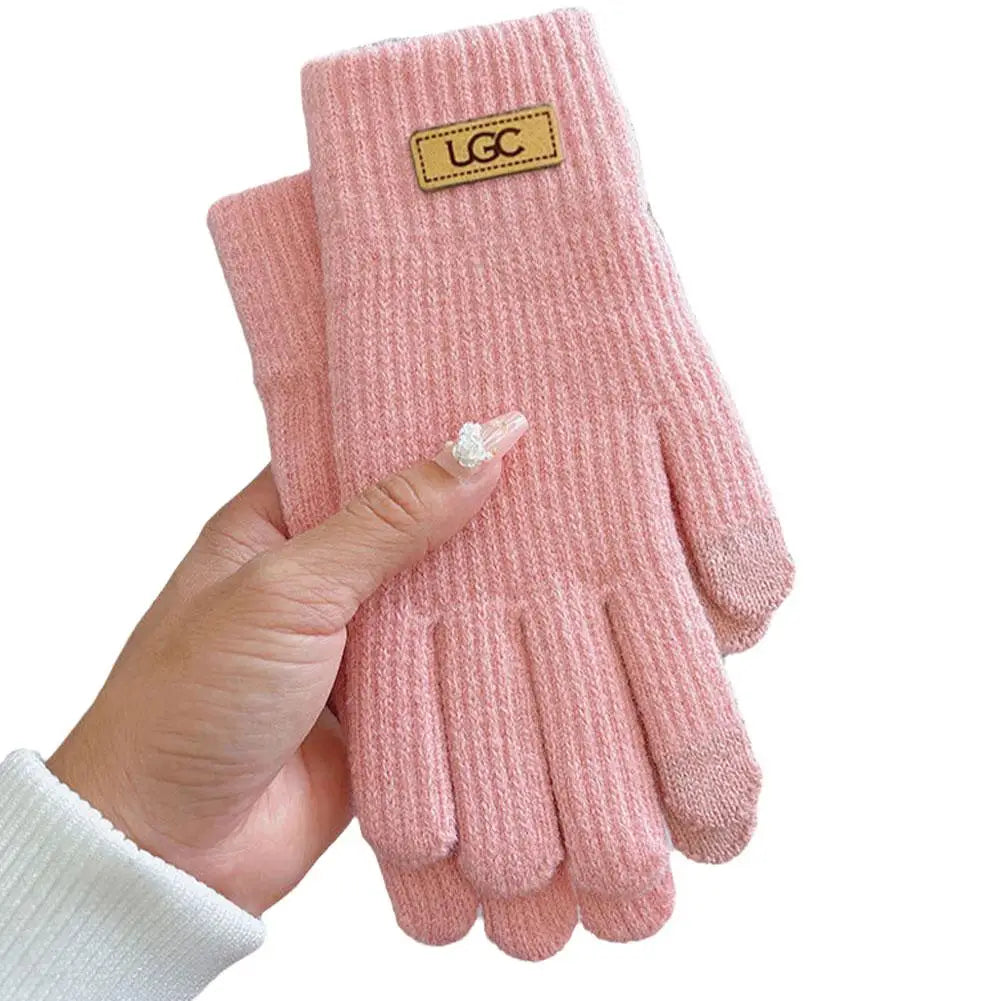 Women's Winter Knitted Touchscreen Gloves – Fleece Lined Winter Knitted Gloves Peaceful Pleasures Health and Wellness B