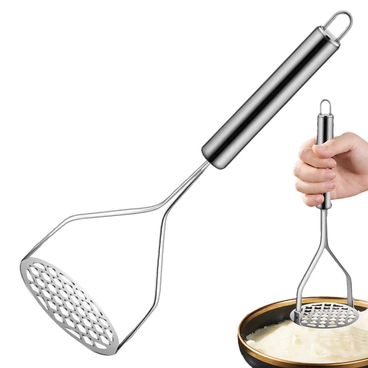Potato Masher Press Ricer Potato Puree Maker Stainless Steel Potatoes Crusher Pusher Fruit Tools Kitchen Gadget Peaceful Pleasures Health and Wellness