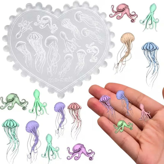 3D Silicone Sea Nail Art Mold – Octopus & Jellyfish Design Nail Art Mold Oasis Select
