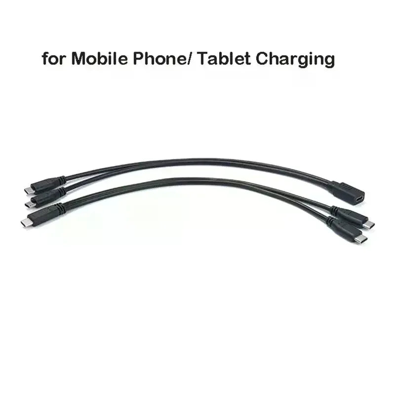 USB-C 1-to-2 Splitter Cable | 15W 3A Charging & Data Sync