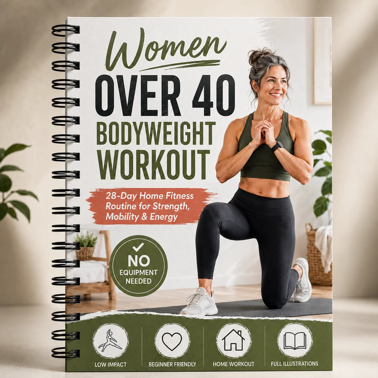 A5 Spiral Fitness Guide Women Over 40 Years Old 28 Day Home