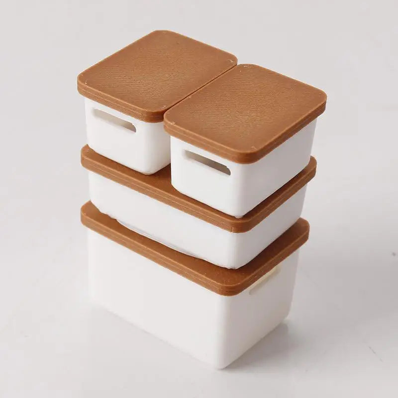 1/12 Dollhouse Miniature Food Storage Cases Set of 4 with Lids