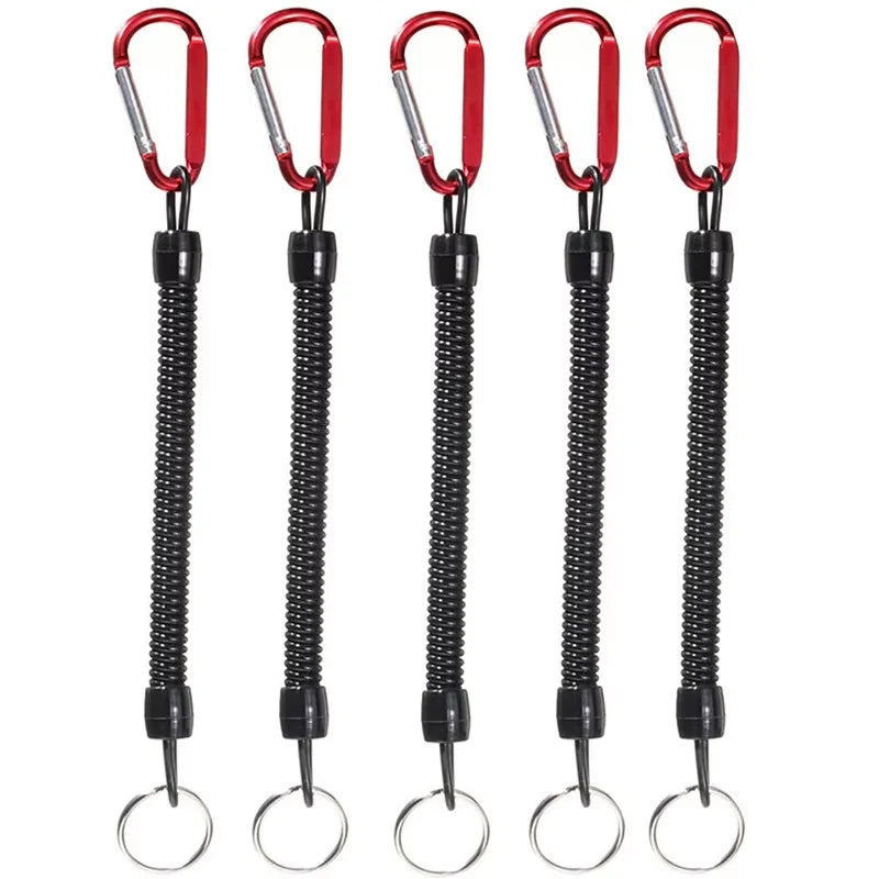 5-Pack Retractable Fishing Lanyards with Carabiner | TPU Coil