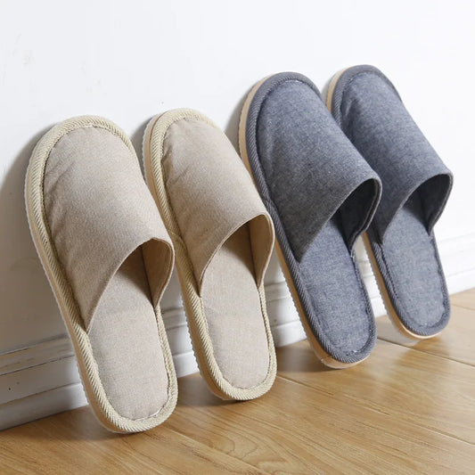 JPNTKY Unisex Linen Indoor Slippers | Flat House Shoes Indoor House Slippers Peaceful Pleasures Health and Wellness