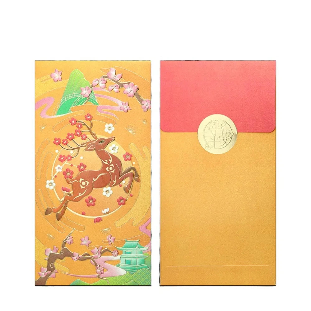 Hot Stamping Chinese New Year red envelopes Solid Embossed Lucky Money Bag Thickened Paper Red Packet Year of The Snake Peaceful Pleasures Health and Wellness Style C