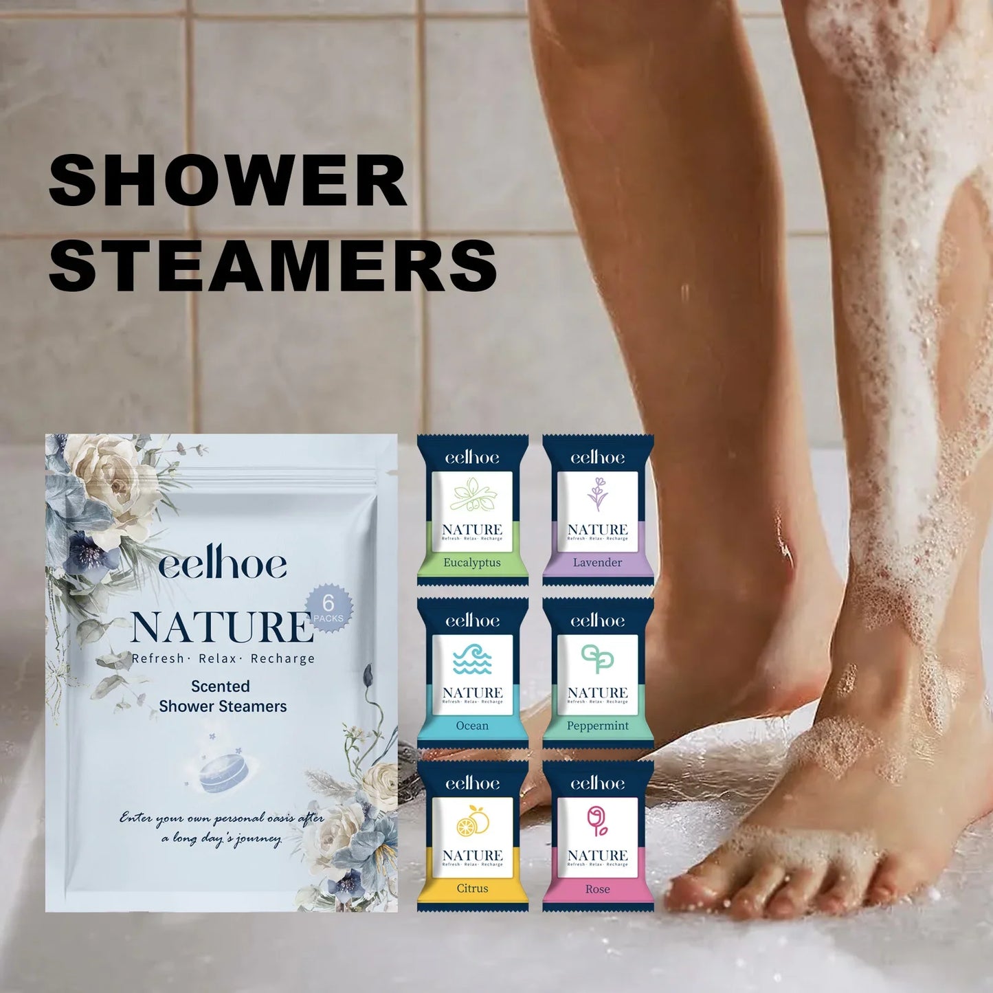 Aromatherapy Shower Steamers – 6-Pack Essential Oil Spa Gift Set