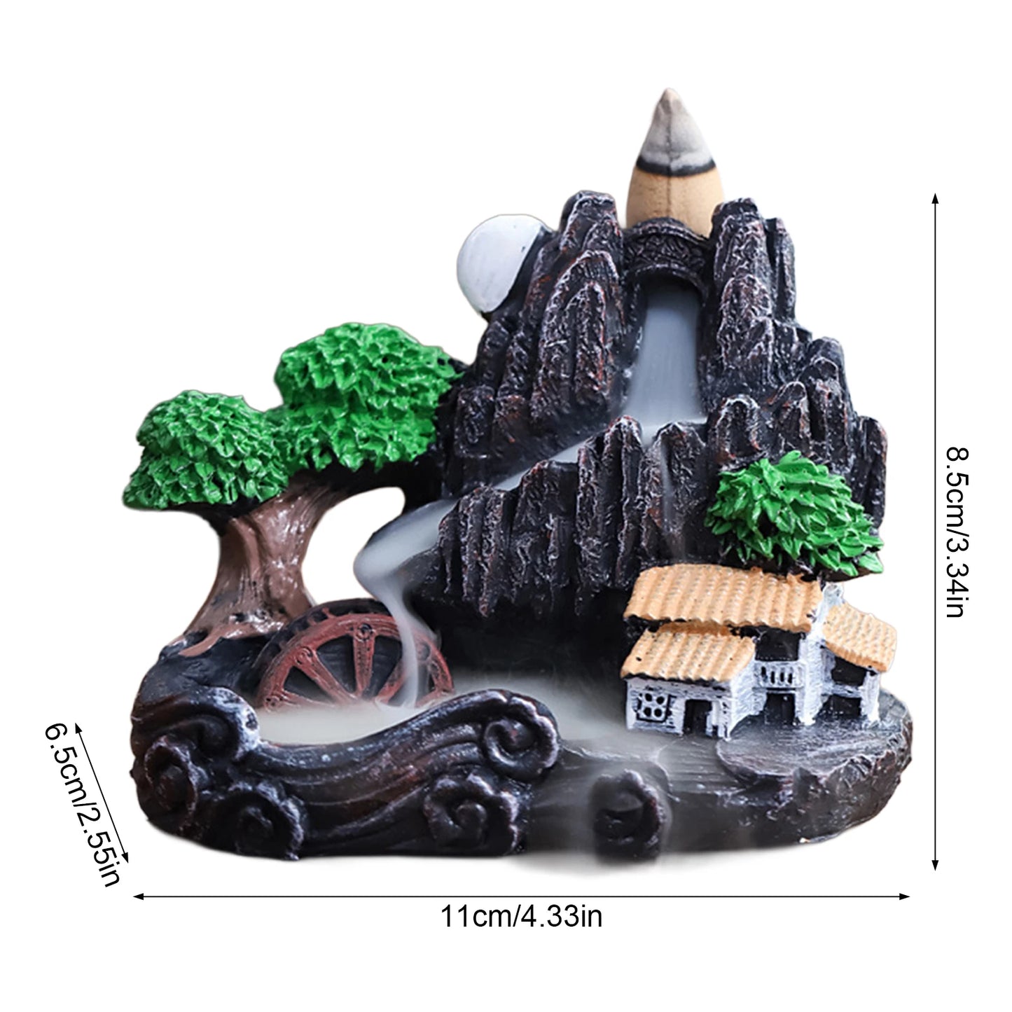 Resin Ceramic Backflow Incense Burners Home Decor Diffuser with Unique Smoke Downward Flow Design for Living Room Bedroom Peaceful Pleasures Health and Wellness A