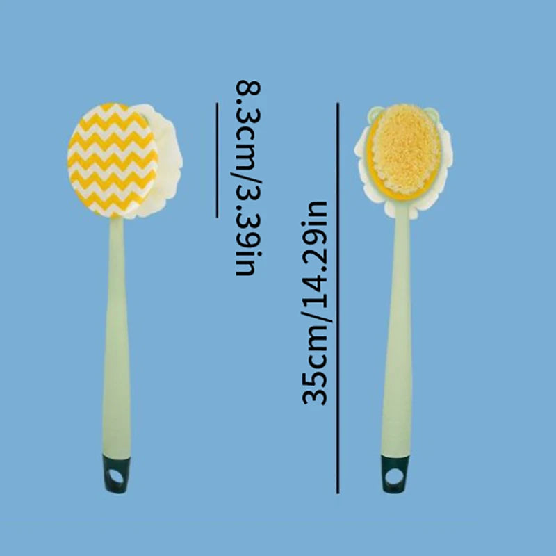 2-in-1 Double-Sided Bath Brush | Long Handle Back Scrub