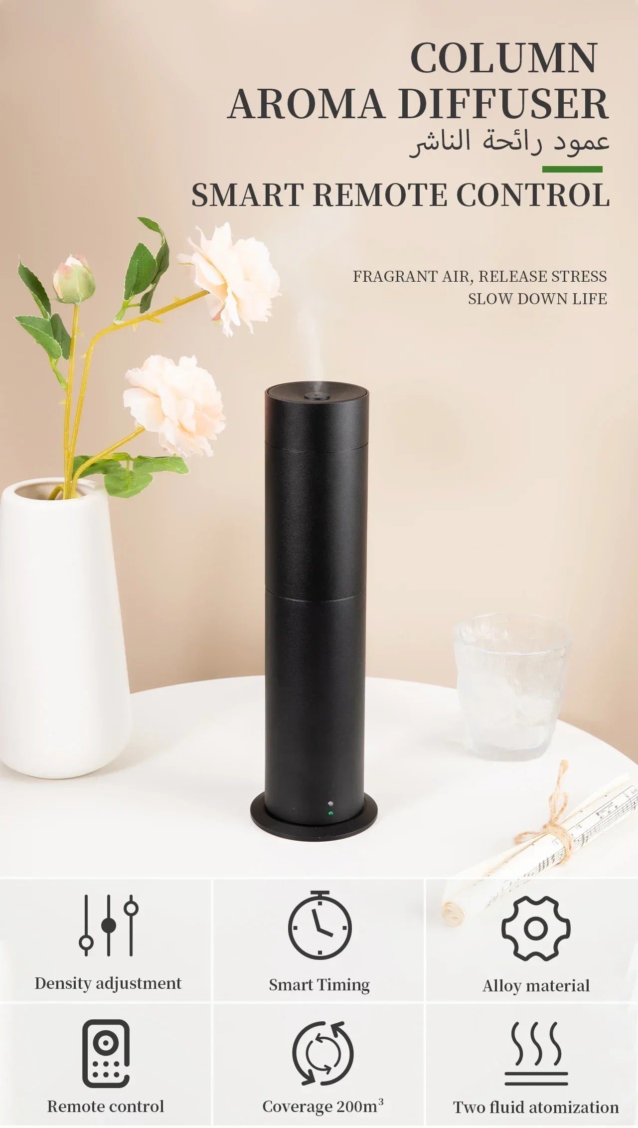 NAMSTE Metal Luxury Essential Oil Diffuser – 200m³ Aroma Oasis Peaceful Pleasures Health and Wellness