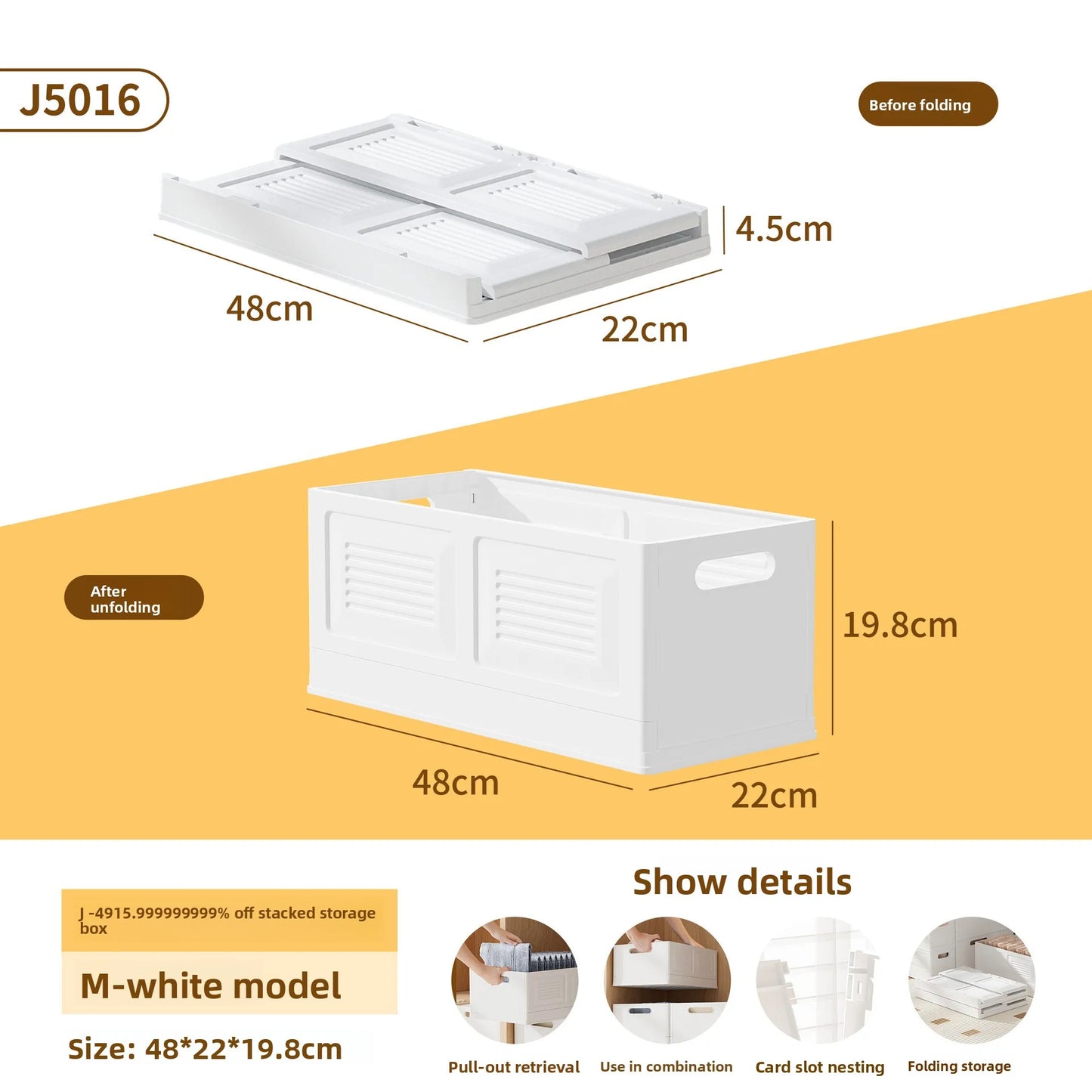 Foldable Clothes Storage Box: Large Capacity Organizer for Underwear, Pants & Wardrobe Items in Home Closets Peaceful Pleasures Health and Wellness M White