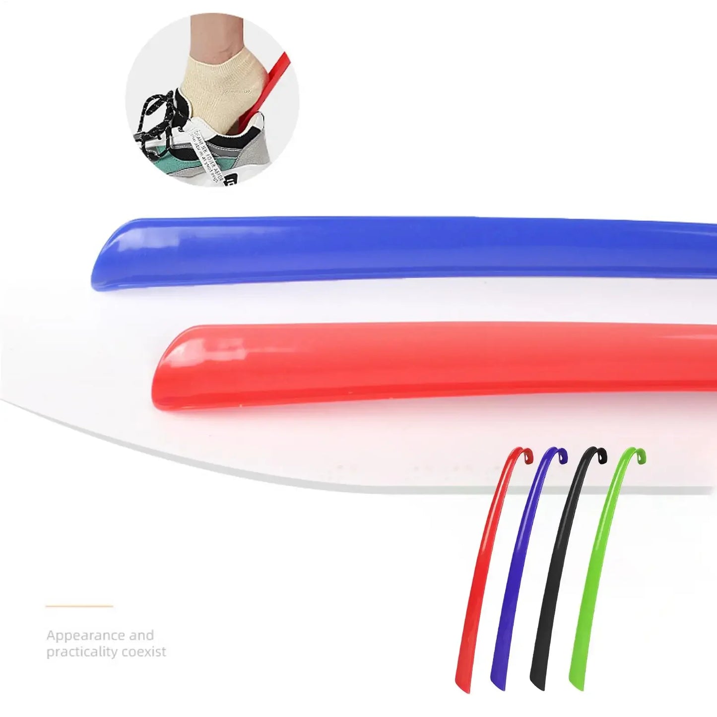Extra Long Handled Shoehorn – No-Bend Plastic Shoe Helper