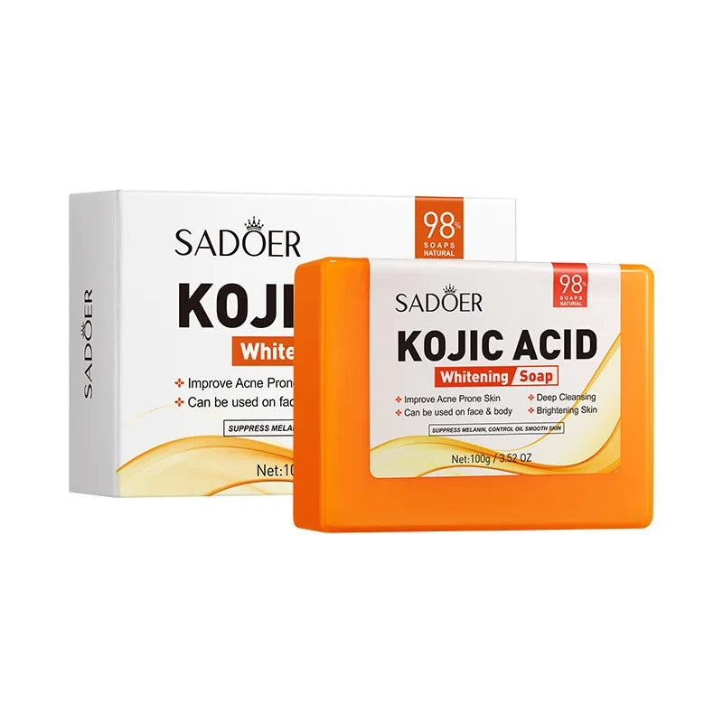 SADOER Kojic Acid Facial Soap Face Wash Foam Facial Cleanser Moisturizing Hydrating Oil Control Body Bathing Handmade Soap Peaceful Pleasures Health and Wellness 1PCS