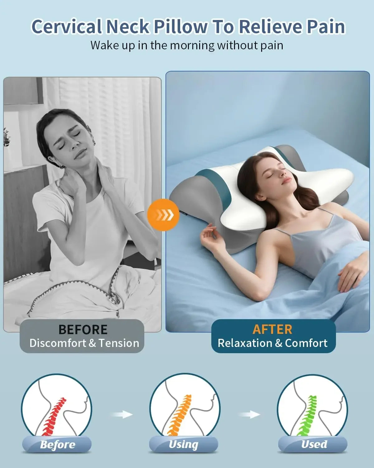 Ergonomic Cervical Pillow for Neck Pain Relief - Cooling Memory Foam Support for Side, Back & Stomach Sleepers Peaceful Pleasures Health and Wellness