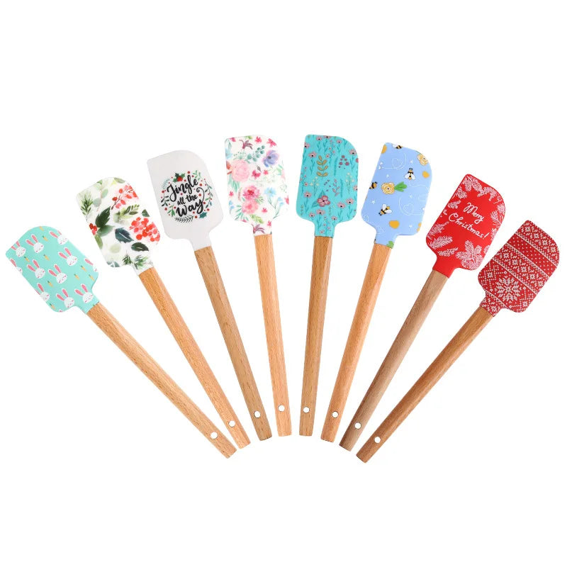 Cream Spatula Silicone Scraper, Wooden Handle Scraper BakingTools Cake Spatula Christmas Scraper Clearance Peaceful Pleasures Health and Wellness