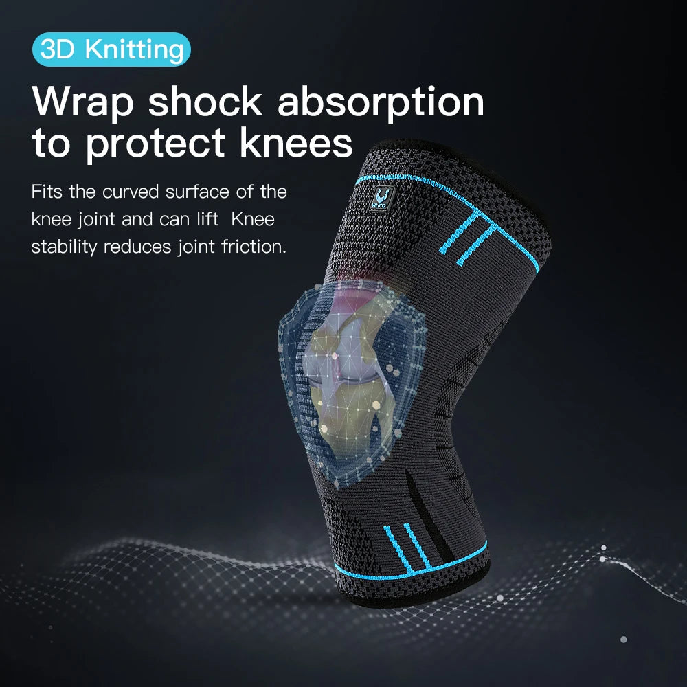 1 Pcs Compression Knee Support Sleeve Elastic Breathable Knee Pads Brace Springs Gym Sports Protector Basketball Volleyball Run Peaceful Pleasures Health and Wellness
