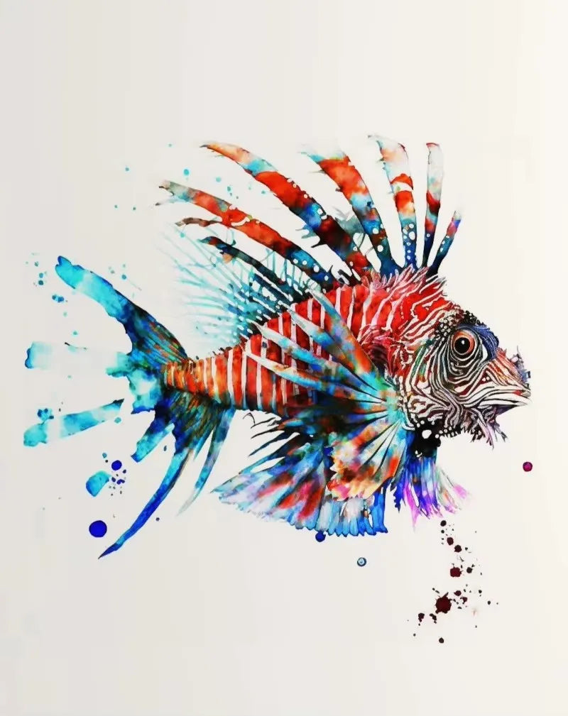 Deep Sea Watercolor Canvas Print – Ocean Creatures Wall Art