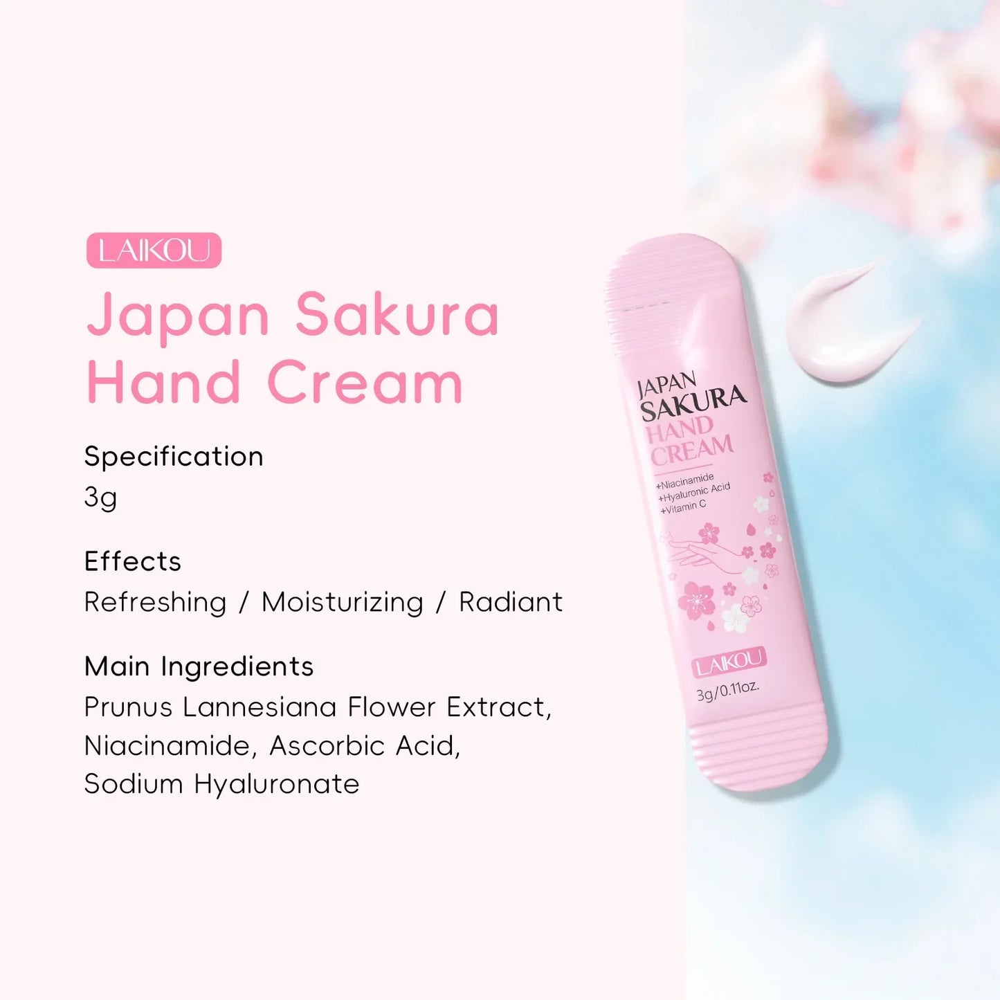 LAIKOU Sakura Hand Cream – Moisturizing & Brightening Travel Balm Peaceful Pleasures Health and Wellness