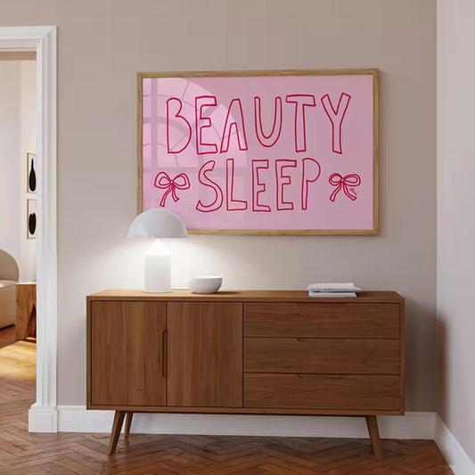 Pink Beauty Sleep Canvas Wall Art Poster | Bedroom Décor Canvas Wall Art Peaceful Pleasures Health and Wellness
