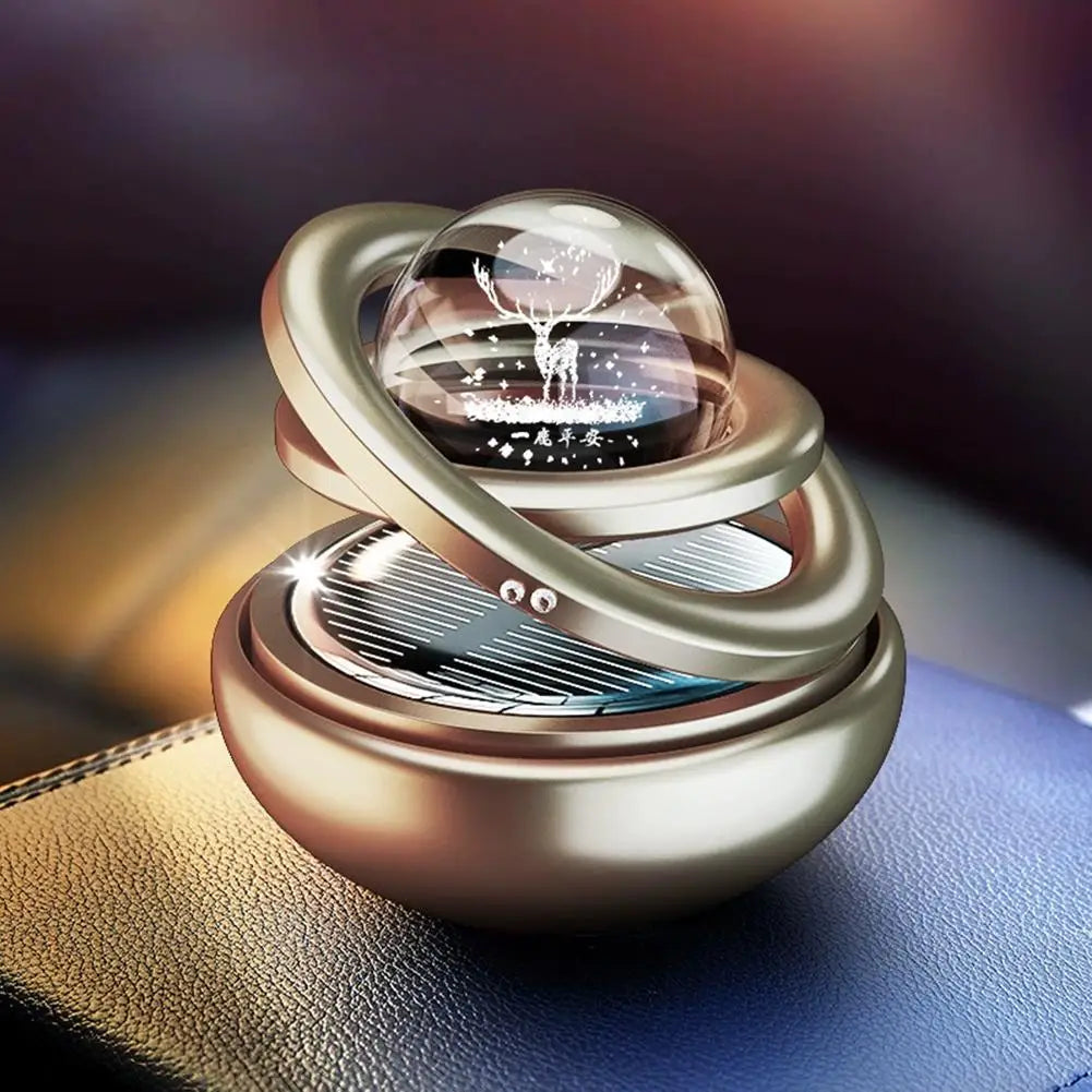 Solar Rotating Crystal Ball Car Aromatherapy Diffuser Ornament
