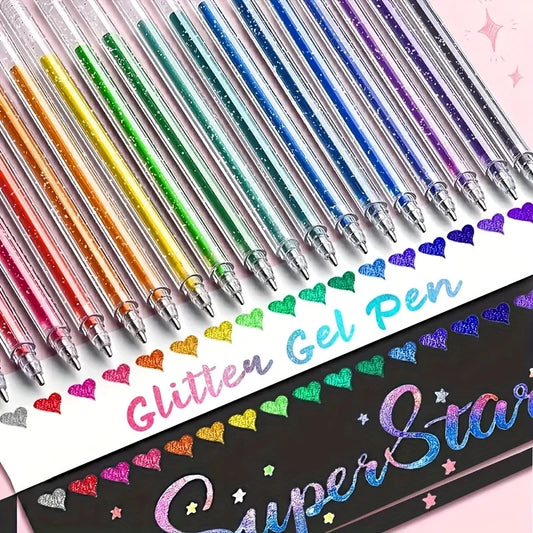 Glitter Gel Pen Set 8/12/18-Piece | 48 Colors Water-Based Ink Glitter Gel Pen Set Peaceful Pleasures Health and Wellness