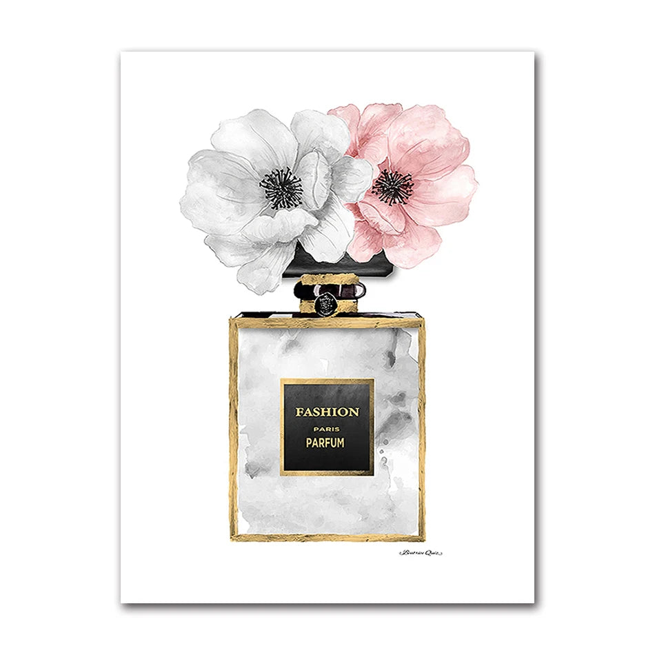 Nordic Canvas Wall Art – Black Dress & Perfume Flower Print Canvas Wall Art Print Peaceful Pleasures Health and Wellness A0207-01 50x70cm Unframed
