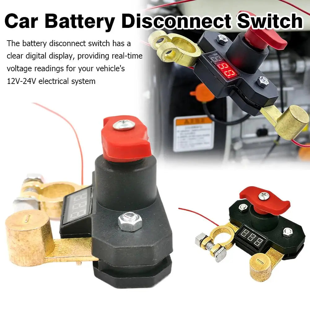 12V-24V Car Battery Disconnect Switch with Digital Voltmeter, 180° Rotatable Power Cut-Off Kill Switch for Car Truck RV Boat ATV Peaceful Pleasures Health and Wellness