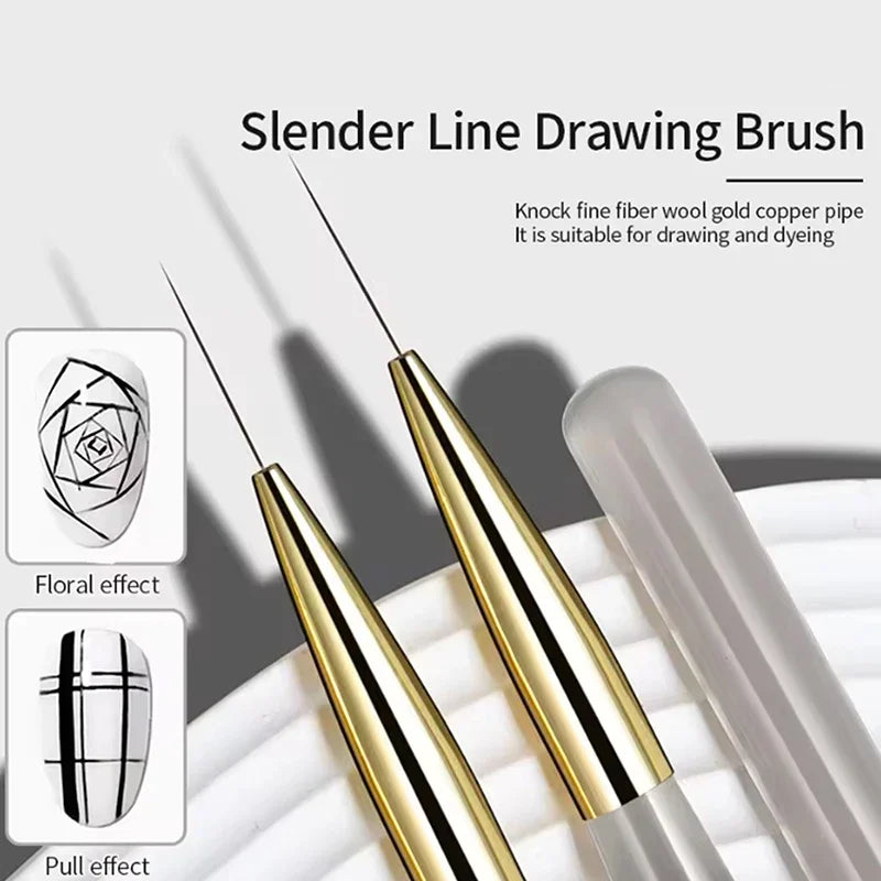 5Pcs Acrylic Handle Extremely Fine Nail Art Liner Pens DIY Painting Brushes for Drawing Lines Stripes Flowers UV Gel Brush Peaceful Pleasures Health and Wellness