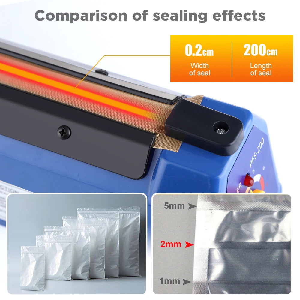 Impulse Sealer Machine Kitchen Food Plastic Manual Sealing 200mm Length Food Vacuum Storage Household 220V Heat Plastic Bag Seal Peaceful Pleasures Health and Wellness