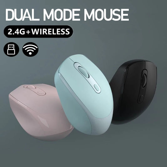 Dual-Mode Wireless Mouse, 2.4G+BT Ergonomic Optical Computer Mouse, 2.4G USB Mice For Laptop Pad PC Tablet Macbook Wireless Mice Peaceful Pleasures Health and Wellness