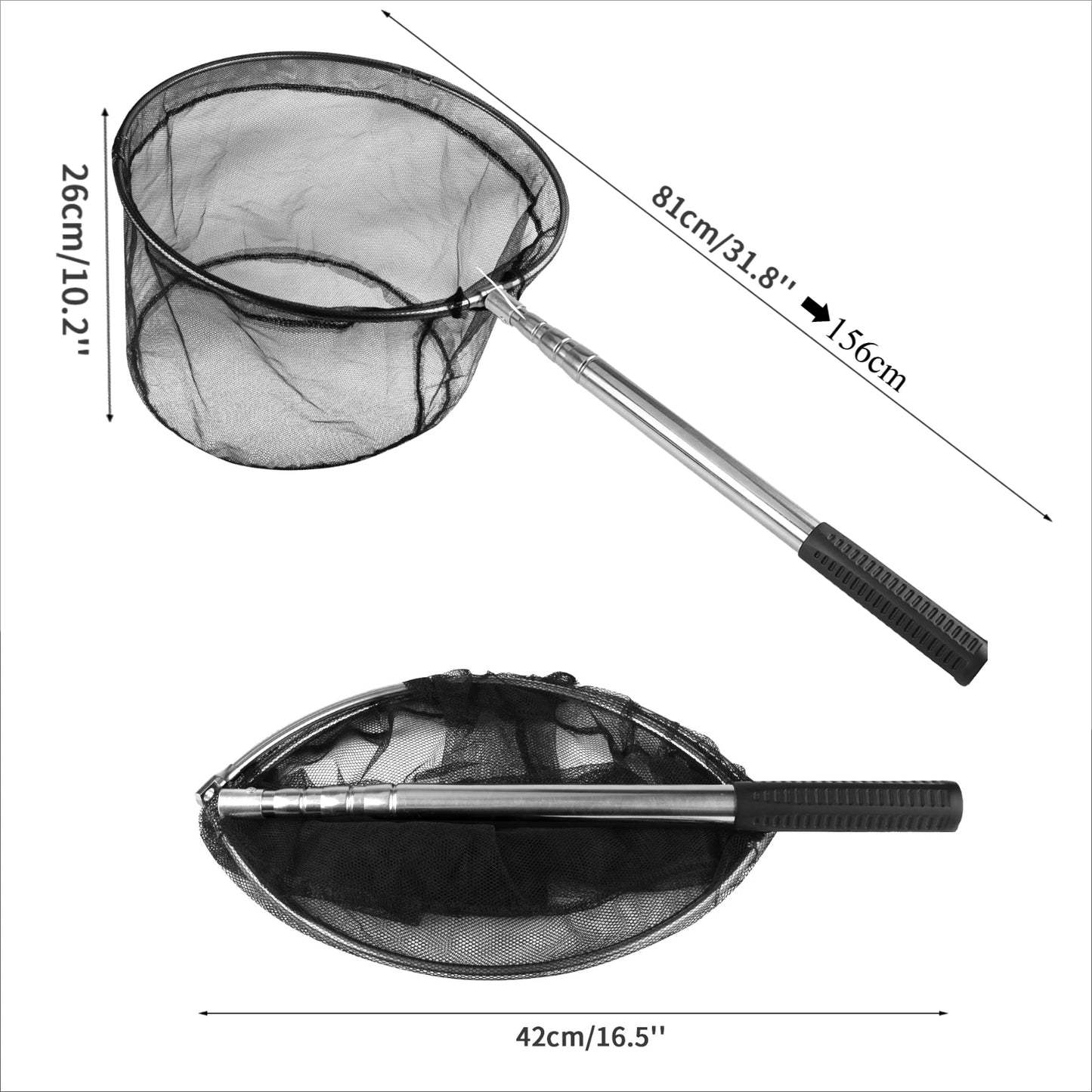 Telescoping Fishing Landing Net – Aluminum Alloy, Folds to 55cm