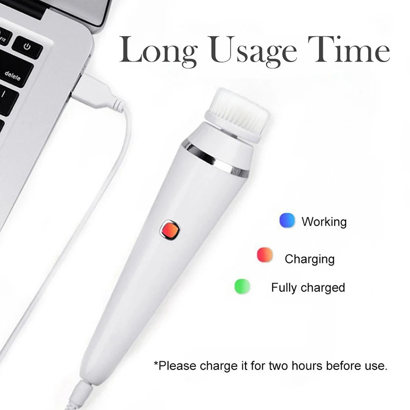 Waterproof Facial Face Cleaner Silicone Face Brush Electric Facial Cleaning Brush Silicone Massage Face Cleansing Scrubber Peaceful Pleasures Health and Wellness