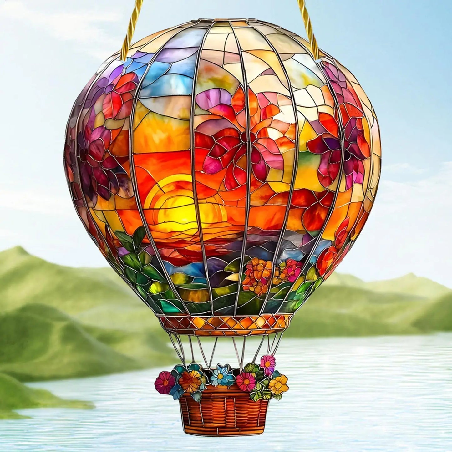 Hot Air Balloon Acrylic Sun Catcher – Colorful Window Decor