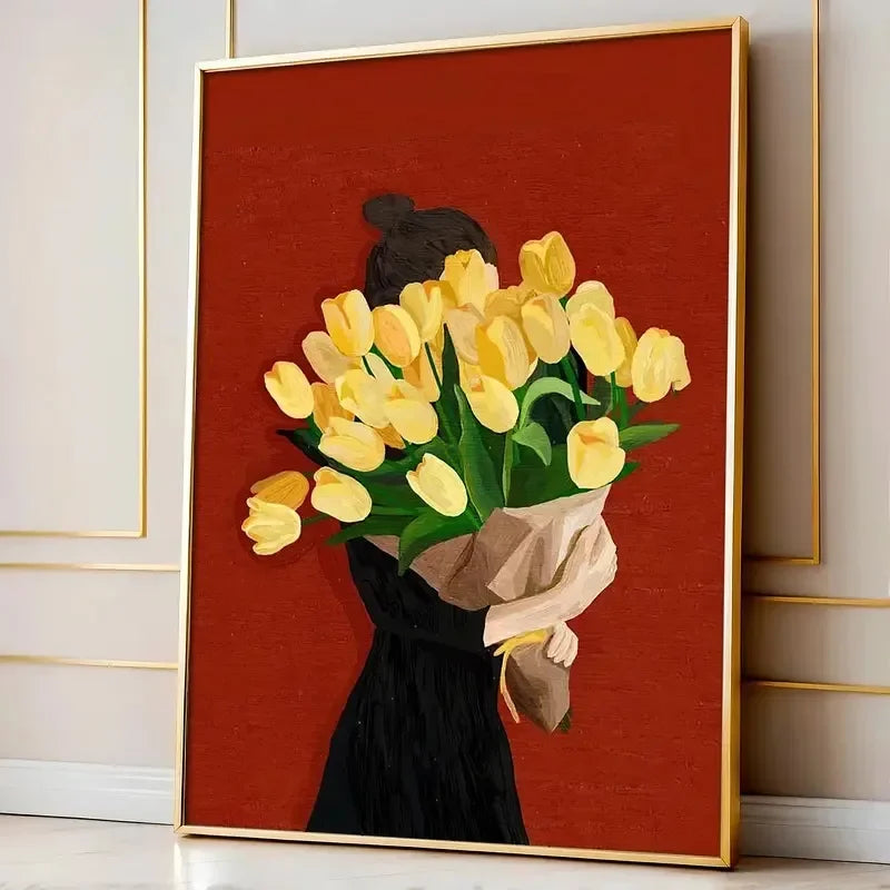 Green Abstract Flower Woman Canvas Print | Japandi Wall Art