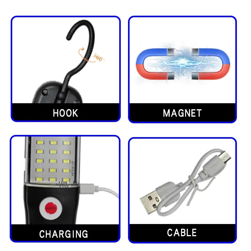 Magnetic USB Rechargeable LED Work Light | 1200 Lm, 3 Modes